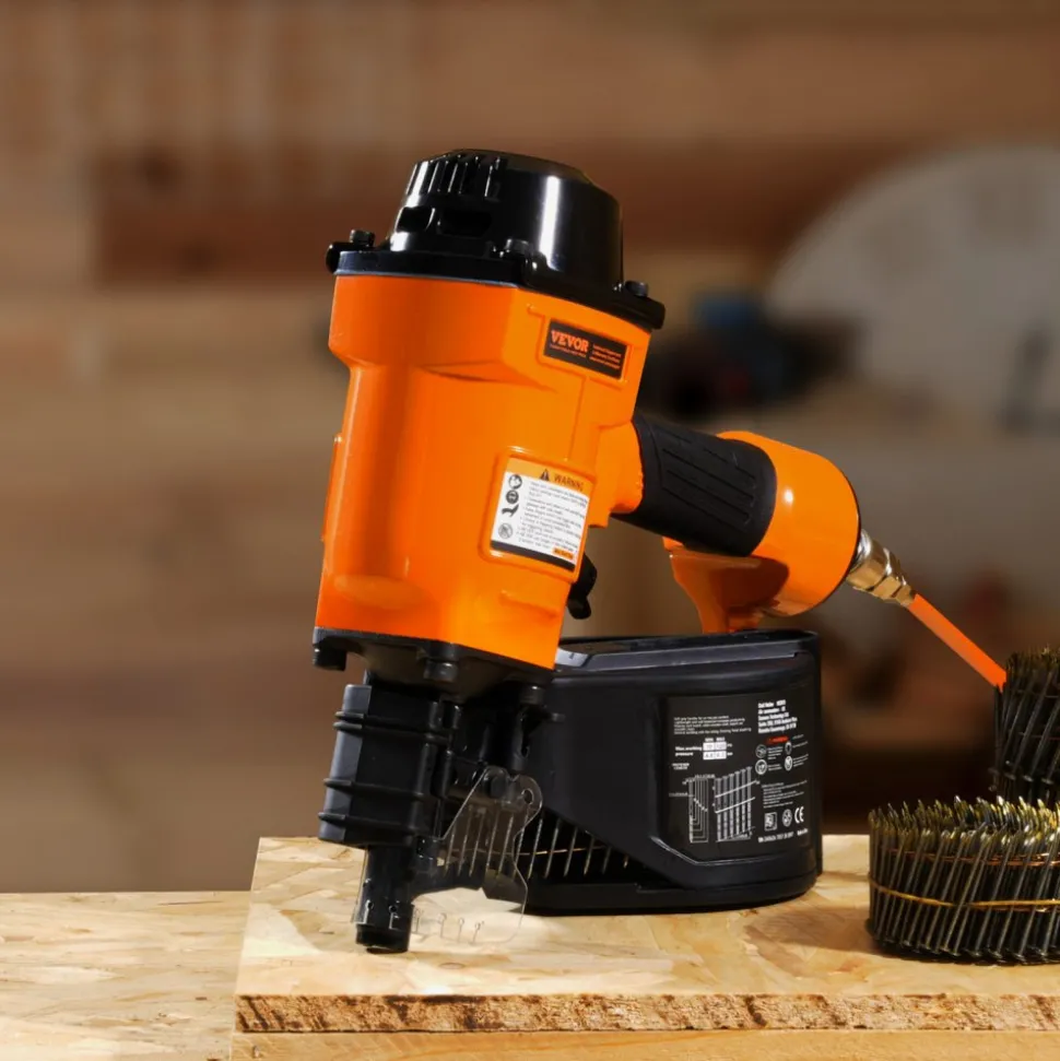 VEVOR Coil Siding Nailer MCN70, 1-3/4" to 2-3/4" 15 Degree Pneumatic Siding Nail Gun, 70-120PSI Air Coil Nailer for Pallet, Crating, Framing, Siding and Fencing