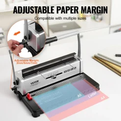 VEVOR Coil Spiral Binding Machine, Manual Book Maker 34-Holes Binding 120 Sheets, Punch Binder with Adjustable 3/16