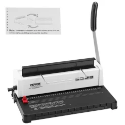 VEVOR Coil Spiral Binding Machine, Manual Book Maker 34-Holes Binding 120 Sheets, Punch Binder Adjustable 3/16