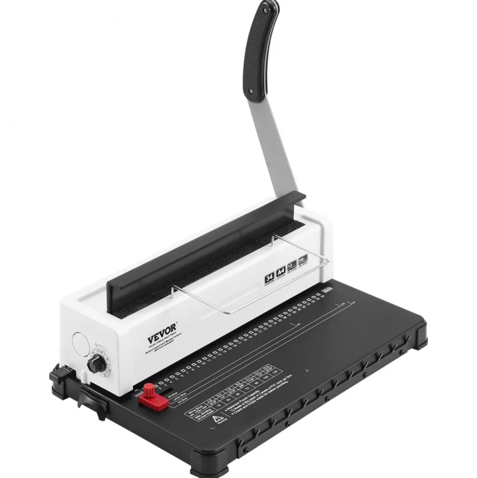 VEVOR Coil Spiral Binding Machine, Manual Book Maker 34-Holes Binding 120 Sheets, Punch Binder Adjustable 3/16" - 9/16" Coil Binding Spines, for Letter Size, A4, A5