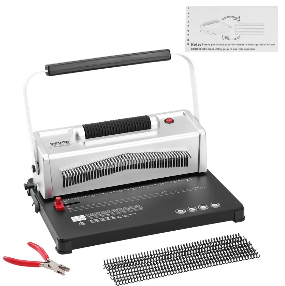 VEVOR Coil Spiral Binding Machine, Manual Book Maker with Electric Binding, 46-Holes Binding 500 Sheets Punch Binder, with 100pcs 5/16'' Coil Binding Spines, for Letter Size, A4, A5