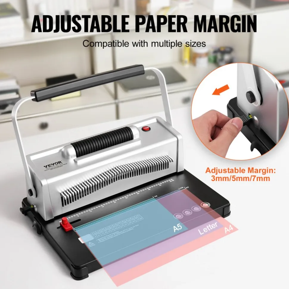 VEVOR Coil Spiral Binding Machine, Manual Book Maker with Electric Binding, 46-Holes Binding 500 Sheets Punch Binder, with 100pcs 5/16'' Coil Binding Spines, for Letter Size, A4, A5