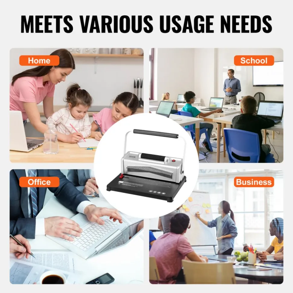 VEVOR Coil Spiral Binding Machine, Manual Book Maker with Electric Binding, 46-Holes Binding 500 Sheets Punch Binder, with 100pcs 5/16'' Coil Binding Spines, for Letter Size, A4, A5