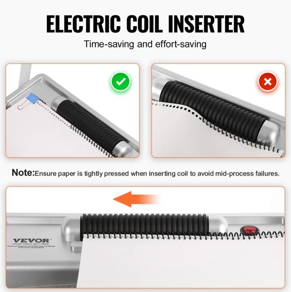 VEVOR Coil Spiral Binding Machine, Manual Book Maker with Electric Binding, 46-Holes Binding 500 Sheets Punch Binder, with 100pcs 5/16'' Coil Binding Spines, for Letter Size, A4, A5