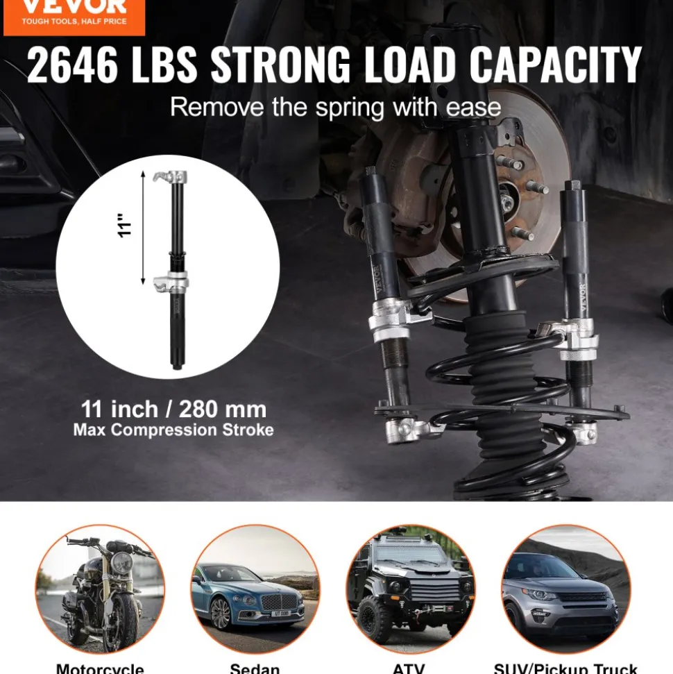 VEVOR Coil Spring Compressor Tool, 2 pcs Heavy Duty Macpherson Strut Spring Compressor Set, 2646 lbs Strut Spring Compressor with Safety Bracket and Carrying Case, for Car Truck ATV UTV