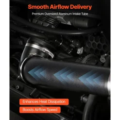 VEVOR Cold Air Intake, 3.94 Inch Cold Air Intake System + Heat Shield Compatible with 2009-2018 Dodge Ram 1500, 2013-2018 Ram 2500/3500 5.7L, High Flow Filter Kit Improve Horsepower/Throttle Response