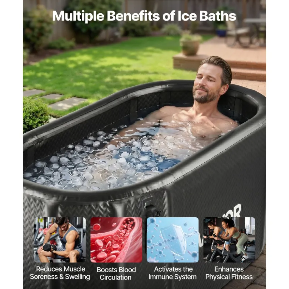 VEVOR Cold Plunge Tub, 216 Gallon, Inflatable Ice Bath Tub Compatible with Water Chillers, Portable Cold Water Bathtub with Insulated Lid, for Athletes Recovery, 59.1" x 31.5" x 29.9" (No Chiller)