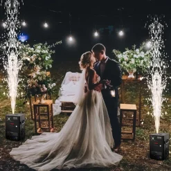 VEVOR Cold Spark Machine, 2 Pack 700W Output Fireworks Controllers, 6.6-16.4ft Adjustable Height, with Advanced DMX System,LED Screen,Portable Handle, Aluminum Alloy for Stage DJ Wedding Event,Party
