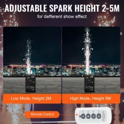 VEVOR Cold Spark Machine, 700W Output Fireworks Controller, 6.6-16.4ft Adjustable Height, with Advanced DMX System,LED Screen,Portable Handle,HeavyDuty Aluminum Alloy for Stage DJ Wedding Event,Party