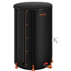 VEVOR Collapsible Rain Barrel, 66 Gallon Portable Rain Water Collection Barrel, 500D PVC Rainwater Collection System, Garden Water Catcher Tank Storage Container with Spigot & Overflow Kit, Black