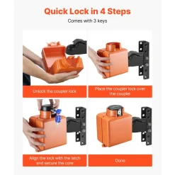VEVOR Collar Coupler Lock, Fits 2 & 2-5/16-Inch Demco Cast Head Couplers, Trailer Hitch Lock with 3 Keys Secures Security Chains, Rust-resistant, Anti-Theft RV Trailer Locks for RV, Trailer, Boat