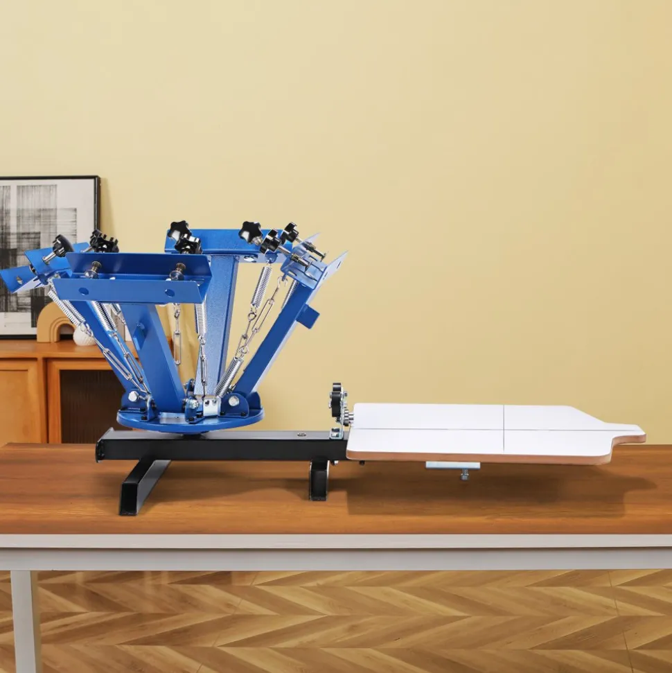VEVOR 4 Color 1 Station Screen Printing Machine, 21.2x17.7in / 54x45cm Screen Printing Press 360° Rotable Silk, Double-Layer Positioning Pallet for T-Shirt DIY Printing