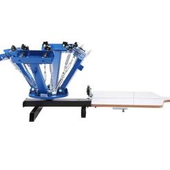 VEVOR 4 Color 1 Station Screen Printing Machine, 21.2x17.7in / 54x45cm Screen Printing Press 360° Rotable Silk, Double-Layer Positioning Pallet for T-Shirt DIY Printing