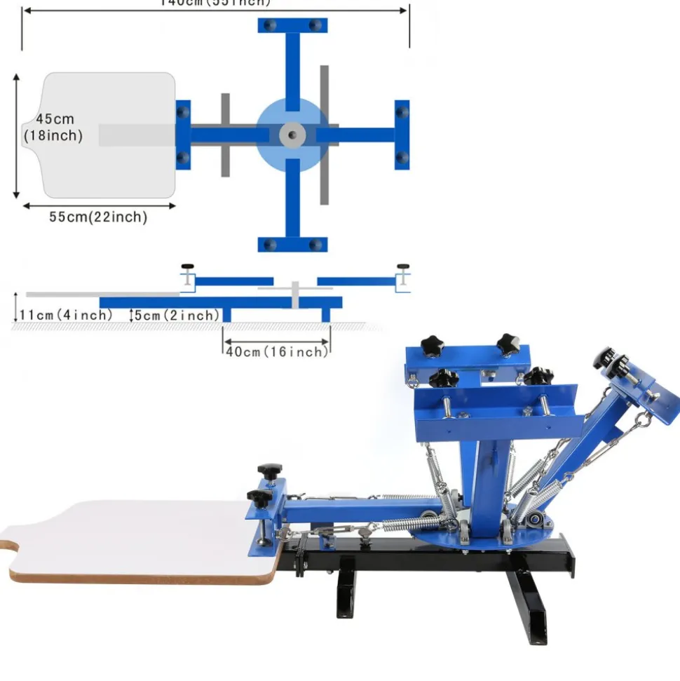 VEVOR 4 Color 1 Station Silk Screen Printing Press Printer With Adjustable Stand Flash Dryer