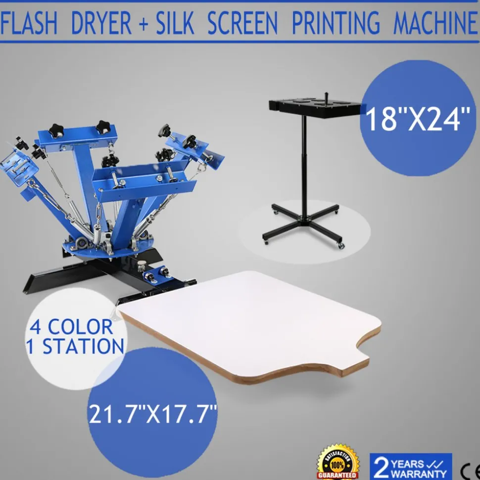 VEVOR 4 Color 1 Station Silk Screen Printing Press Printer Flash Dryer With Electrical Heating