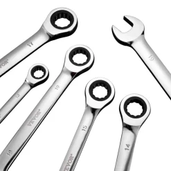 VEVOR Combination Wrench Set, 16-Piece Ratcheting Wrench Set with Organizer Rack, Cr-V Steel Wrench Set Metric 8 mm to 24 mm, Ideal for General Household, Garage, Workshop, Auto Repairs, Emergency