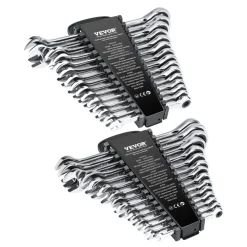 VEVOR Combination Wrench Set, 30-Piece Ratcheting Wrench Set with Organizer Rack, Cr-V Steel Wrench Set SAE 1/4