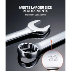 VEVOR Combination Wrench Set, 25-Piece Open End Wrench Set with Roll-up Pouch, Carbon Steel Wrench Set  Metric 6 mm to 32 mm, Ideal for General Household, Garage, Workshop, Auto Repairs, Emergency