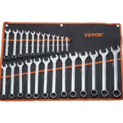VEVOR Combination Wrench Set, 25-Piece Open End Wrench Set with Roll-up Pouch, Carbon Steel Wrench Set  Metric 6 mm to 32 mm, Ideal for General Household, Garage, Workshop, Auto Repairs, Emergency