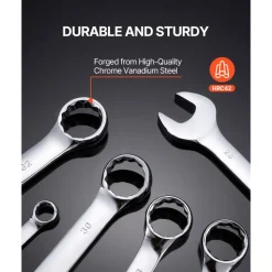 VEVOR Combination Wrench Set, 25-Piece Open End Wrench Set with Roll-up Pouch, Carbon Steel Wrench Set  Metric 6 mm to 32 mm, Ideal for General Household, Garage, Workshop, Auto Repairs, Emergency