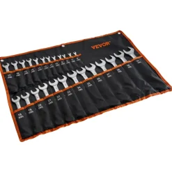 VEVOR Combination Wrench Set, 25-Piece Open End Wrench Set with Roll-up Pouch, Carbon Steel Wrench Set  Metric 6 mm to 32 mm, Ideal for General Household, Garage, Workshop, Auto Repairs, Emergency
