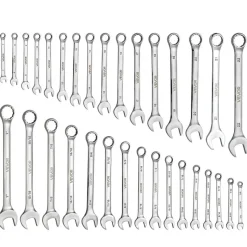 VEVOR Combination Wrench Set, 32-Piece SAE and Metric, 12-Point Box End and 15° Angled Open End Combination Wrenches with Roll Up Pouch, Carbon Steel, for General Household and Automotive Repairs