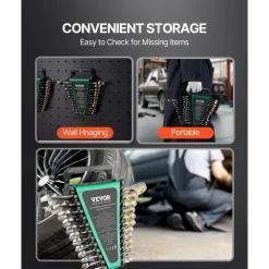 VEVOR Combination Wrench Set, 24-Piece Ratcheting Wrench Set with Organizer Rack, Cr-V Steel Wrench Set SAE 1/4