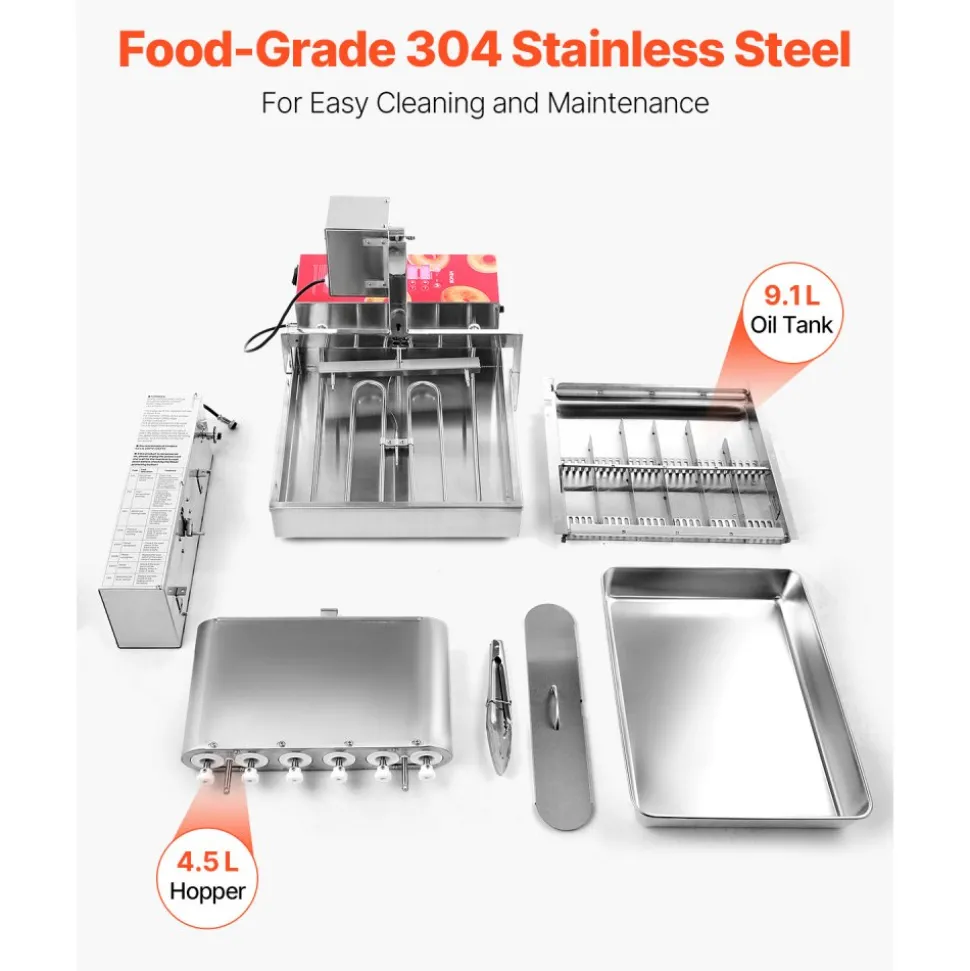 VEVOR Commercial Automatic Donuts Machine, 6 Rows Donuts Making Equipment, 360 pcs/hour Electric High Power Doughnut Maker, Stainless Steel Frying Auto Fryer, with Intelligent Control