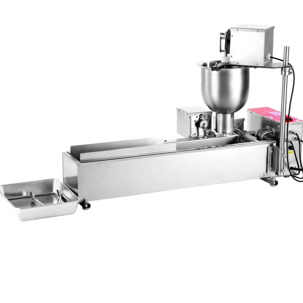 VEVOR Commercial Automatic Donuts Machine, Single Row Donuts Making Equipment, 90 pcs/hour Electric High Power Doughnut Maker, Stainless Steel Frying Auto Fryer, with 3 Size Molds, Auto Counting