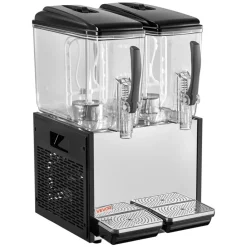 VEVOR Commercial Beverage Dispenser 2 Tanks 12 L / 12.7 QT Per Tank, Stainless Steel Juice Dispenser, Ice Tea Drink Machine with 45℉ to 54℉ Cooling Temperature, for Cold Drink Restaurant Bar Party