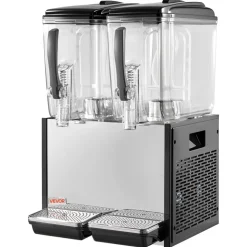 VEVOR Commercial Beverage Dispenser 2 Tanks 12 L / 12.7 QT Per Tank, Stainless Steel Juice Dispenser, Ice Tea Drink Machine with 45℉ to 54℉ Cooling Temperature, for Cold Drink Restaurant Bar Party