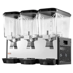 VEVOR Commercial Beverage Dispenser, 3 Tanks 12 L / 12.7 QT Per Tank Juice Dispenser, 370W Stainless Steel Ice Tea Drink Machine with 45°F-54°F Cooling Temperature, for Cold Drink Restaurant Bar Party