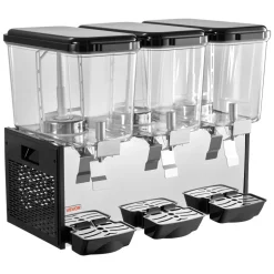 VEVOR Commercial Beverage Dispenser, 3 Tanks 12 L / 12.7 QT Per Tank Juice Dispenser, 370W Stainless Steel Ice Tea Drink Machine with 45°F-54°F Cooling Temperature, for Cold Drink Restaurant Bar Party