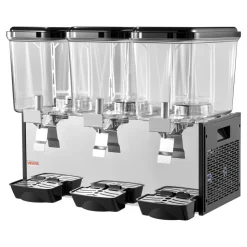 VEVOR Commercial Beverage Dispenser, 3 Tanks 12 L / 12.7 QT Per Tank Juice Dispenser, 370W Stainless Steel Ice Tea Drink Machine with 45°F-54°F Cooling Temperature, for Cold Drink Restaurant Bar Party