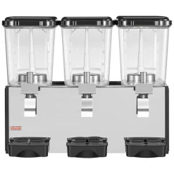 VEVOR Commercial Beverage Dispenser, 3 Tanks 12 L / 12.7 QT Per Tank Juice Dispenser, 370W Stainless Steel Ice Tea Drink Machine with 45°F-54°F Cooling Temperature, for Cold Drink Restaurant Bar Party