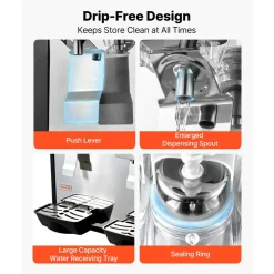 VEVOR Commercial Beverage Dispenser 2 Tanks 18 L / 19 QT Per Tank, Stainless Steel Juice Dispenser, Ice Tea Drink Machine with 45℉ to 54℉ Cooling Temperature, for Cold Drink Restaurant Bar Party