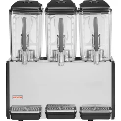 VEVOR Commercial Beverage Dispenser 3 Tanks 12 L / 12.7 QT Per Tank, Stainless Steel Juice Dispenser, Ice Tea Drink Machine with 45℉ to 54℉ Cooling Temperature, for Cold Drink Restaurant Bar Party