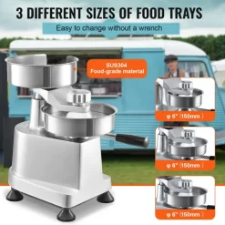 VEVOR Commercial Burger Patty Maker, Hamburger Beef Patty Maker with 3 Convertible Mold(4/5/6-inch), Heavy Duty Stainless Steel Burger Press Machine, Meat Forming Processor with 1500 Pcs Patty Papers