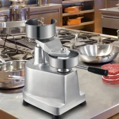 VEVOR Commercial Burger Patty Maker, 130mm/5inch Hamburger Beef Patty Maker, Heavy Duty Food-Grade Stainless Steel Bowl Burger Press Machine, Kitchen Meat Forming Processor with 1000 Pcs Patty Papers