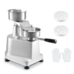 VEVOR Commercial Burger Patty Maker, 130mm/5inch Hamburger Beef Patty Maker, Heavy Duty Food-Grade Stainless Steel Bowl Burger Press Machine, Kitchen Meat Forming Processor with 1000 Pcs Patty Papers