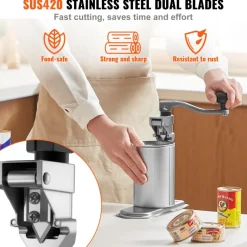 VEVOR Commercial Can Opener, Heavy-Duty Manual Tabletop Cans Opener for Cans Up to 15.75 in Height, Height-Adjustable Can Openers Fixed with Screws & Table Clamp, for Restaurant, Hotel, and Food Store