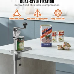 VEVOR Commercial Can Opener, Heavy-Duty Manual Tabletop Cans Opener for Cans Up to 15.75 in Height, Height-Adjustable Can Openers Fixed with Screws & Table Clamp, for Restaurant, Hotel, and Food Store