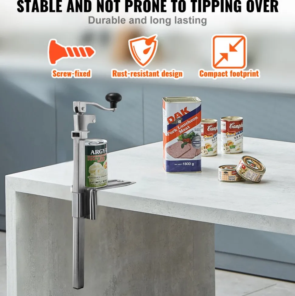 VEVOR Commercial Can Opener, Heavy-Duty Manual Tabletop Cans Opener for Cans Up to 11.8 in Height, Height-Adjustable Professional Can Openers with Stainless Steel Blade, for Restaurant & Food Store