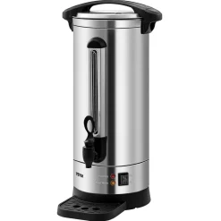 VEVOR Commercial Coffee Urn, 110 Cups Stainless Steel Large Coffee Dispenser, 1500W 110V Electric Coffee Maker Urn For Quick Brewing, Hot Water Urn with Detachable Power Cord for Easy Cleaning, Silver