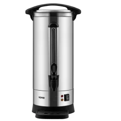 VEVOR Commercial Coffee Urn, 110 Cups Stainless Steel Large Coffee Dispenser, 1500W 110V Electric Coffee Maker Urn For Quick Brewing, Hot Water Urn with Detachable Power Cord for Easy Cleaning, Silver