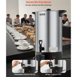 VEVOR Commercial Coffee Urn, 100 Cup 15 L Hot Beverage Dispenser with Dripless Faucet, Quick-Brewing Stainless Steel Large Commercial Coffee Maker, for Catering, Business, Party, Church & Restaurant