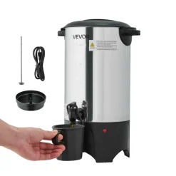 VEVOR Commercial Coffee Urn, 40 Cup 6 L Hot Beverage Dispenser with Dripless Faucet, Quick-Brewing Commercial Coffee Maker, with Stainless Steel Liner, for Catering, Business, Church & Restaurant