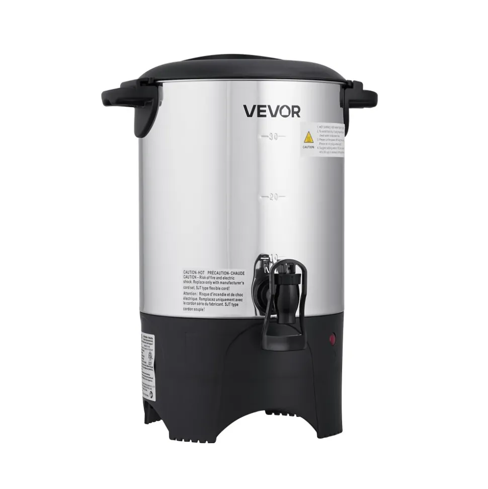 VEVOR Commercial Coffee Urn, 30 Cup 4.5 L Hot Beverage Dispenser with Dripless Faucet, Quick-Brewing Commercial Coffee Maker with Stainless Steel Liner, for Catering, Business, Church & Restaurant