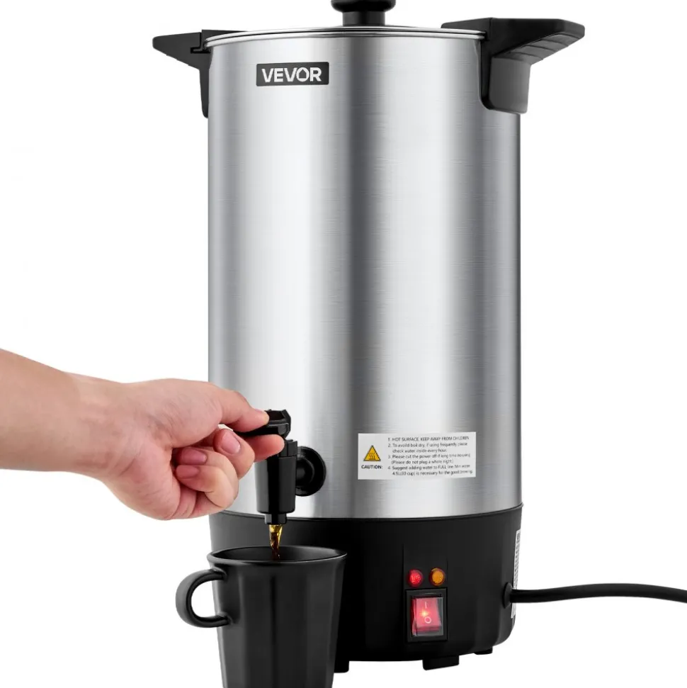 VEVOR Commercial Coffee Urn, 60 Cup 9 L Hot Beverage Dispenser with Dripless Faucet, Quick-Brewing Stainless Steel Large Commercial Coffee Maker, for Catering, Business, Party, Church & Restaurant