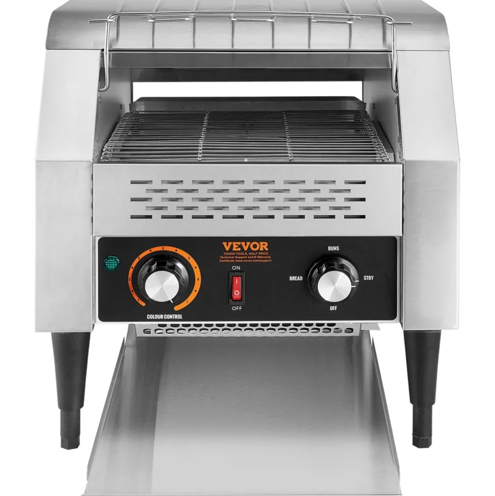 VEVOR Commercial Conveyor Toaster, 300 Slices/Hour Conveyor Belt Toaster, Heavy Duty Stainless Steel Commercial Toaster Oven, Electric Restaurant Commercial Toaster for Toast Bun, Bagel, Bread